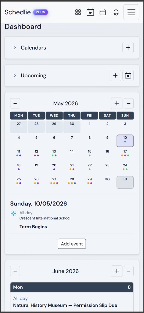 Schedlie calendar on a phone